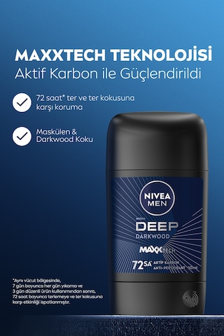 NIVEA Deep Dimension 72 Saat Erkek Stick Deodorant 50 ML