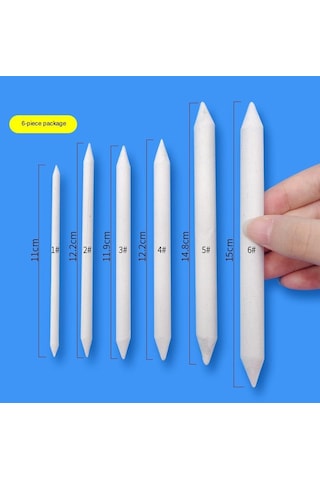 Toz Pastel Dağıtıcı. Kaynaştırma Kalemi. 6'Lı Set. Paper Stump.