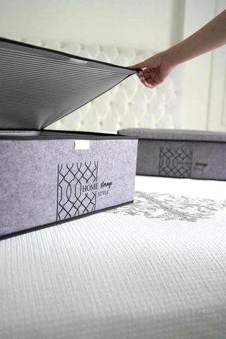 Flosoft Keçe Kapaklı Baza Hurcu, Çok Amaçlı Düzenleyici Organizer Kapaklı Kutu 50x40x19 Cm 001