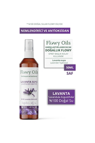 Flowy Oils Lavanta Nemlendirici ve Antioksidan Hidrosol Suyu 50 ML