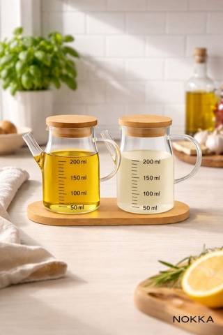 Mini Sosluk Yağdanlık Seti, 2'li Salata Seti, Bambu Stant Diğer
