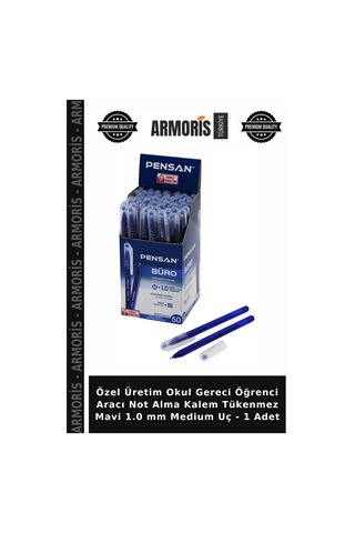 Özel Üretim Okul Gereci Öğrenci Aracı Not Alma Kalem Tükenmez Mavi 1.0 Mm Medium Uç - 1 Adet Çok Renkli