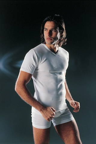 Faal 130 Erkek Penye Ribana Yarım Kol V Yaka Fanila-beyaz Beyaz