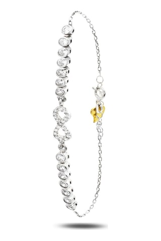 Brezza Lusso Jewelry Sonsuzluk Model Su Yolu Pırlanta Işıltılı Kadın Gümüş Bileklik