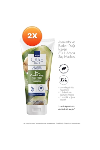 Care Avokado Ve Badem Yağı İçeren 3 U 1 Arada Saç Maskesi 200ml İkili Paket
