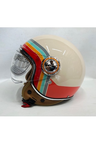 Nero Tk-06 Şefaf Vizörlü Yarım Açık Kask Parlak Krem