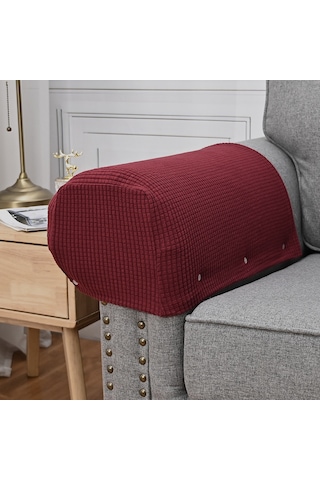 Xiyyadms Kırmızı Bambu Dokulu Sandalye Eldiveni, Yıkanabilir, Kaymaz, Tüm Mevsimler İçin, 10 Adet Çivi İle Paketlidir Şarap Kırmızısı