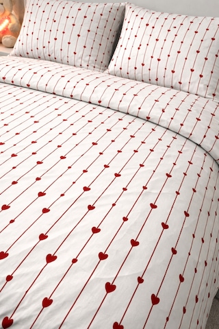 Çift Kişilik Kalp Desenli Nevresim Seti 200 X 220 Cm Sevgililer Günü Günlük Kullanım Beyaz-küçük-kalpli