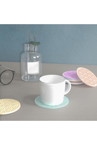 Şarap Kırmızısı Desenli Silikon Bardak Altlığı Isı Yalıtımlı Yeniden Kullanılabilir Vintage Yuvarlak Soft Bardak Altlığı Kırmızı