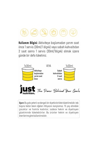 Just Nutrition L-carnitine 1000 Mg 1000 Ml 33 Servis Limon + 2 X L-karnitin Shot Hediyeli