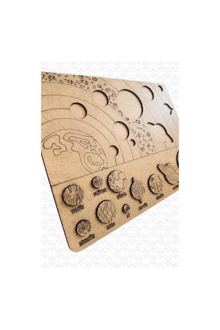 Solar Sistem Gezegenler Sistemi Puzzle Ahşap Boyanabilir Bul Tak Eğitici Montessori Yapboz