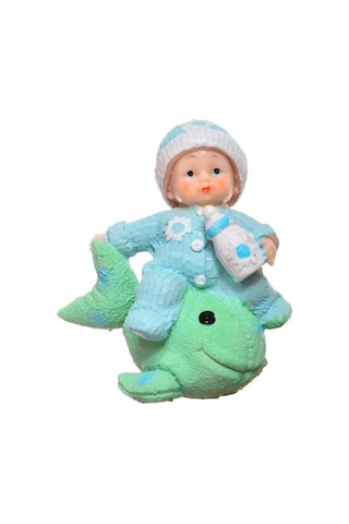 Decotown Hediyelik Sevimli Mavi Bebek Biblo Polyester Süs Eşyası Belirtilmemis