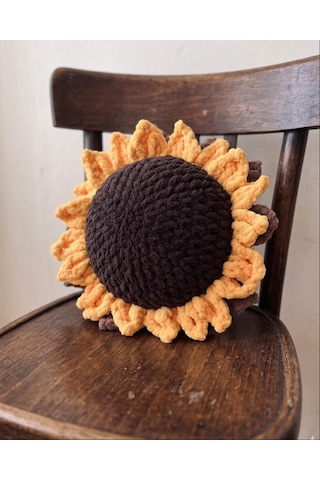 Sunflower Cushion Yastık Kırlent Kahverengi - Sarı