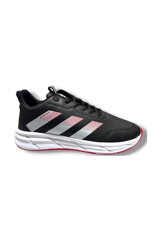 Adistar 018-26 Baskı Deri Anatomik Erkek Sneaker Siyah Beyaz Kırmızı Siyah