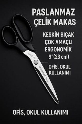 Taksun Paslanmaz Çelik Makas, Gl120, Keskin Bıçak, Ofis, Okul Kullanımı, Çok Amaçlı, Dayanıklı Vidalı Yapı,