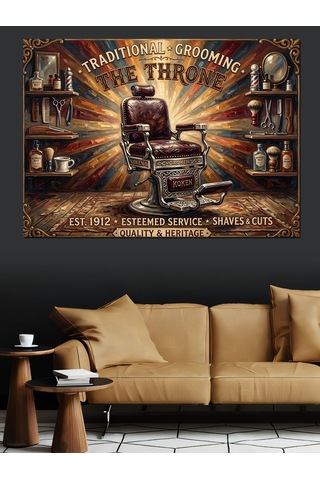 Barber Shop The Throne Tabelası Dekoratif Kanvas - Mdf Ahşap Tablo