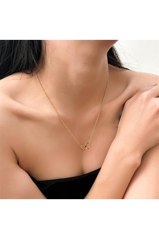 Çift Kalp Kolye Oyuk Kalp Kolye Zincir Kolye Sevgililer Günü Doğum Günü Yıldönümü Gümüş