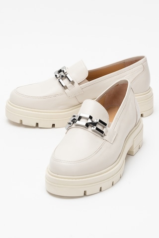 Dericlub Kadın Loafer Kalın Taban Tokalı Makosen Ayakkabı Br 44282 Bej