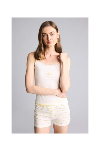 Defacto Regular Fıt Askılı Kalp Baskılı 2li Ecru Pijama Takım G9859ax26smer98 Ekru-er98