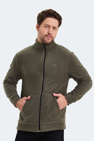 Slazenger Sansa 2 Li Set Erkek Fermuarlı Dik Yaka Cepli Siyah - Haki Polar Siyah - Haki