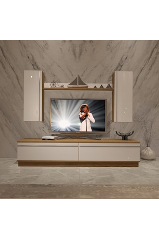 Decoraktiv Eko 5db Mdf Std Tv Ünitesi Tv Sehpası Pera - Beyaz
