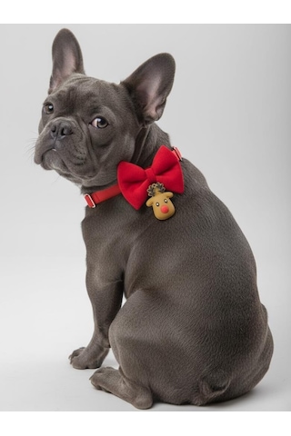 Yılbaşı Geyiği Köpek Papyon Tasması Kırmızı Fiyonk Boyun Aksesuarı Noel Temalı Köpek Süsü Orta Ve Büyük Irklar İçin