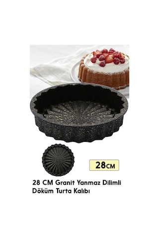 28 Cm Granit Döküm Turta Kalıbı Yapışmaz Döküm Tart Kalıbı 28 Cm