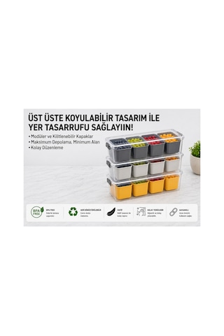 4 Bölmeli Çok Amaçlı Saklama Kabı 3,5 Lt Kapasiteli Bpa Free Çıkartılabilir Bölmeli Kapaklı Organizer Buzdolabı Ve Dondurucu Uyumlu Yerli Üretim Füme,açık Gri, Sarı Ve Yeşil-asorti Renkler