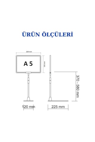 3 Adet Gri A5 Ayaklı Etiketlik Sepet Etiketi Çerçeveli Etiketlik Gri