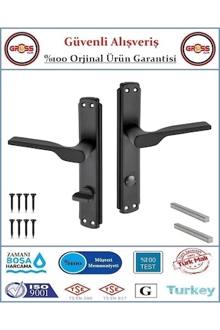 Lüx 2019 Mat Siyah Wc Banyo Kapı Kolu - 1 Takım Ön Ve Arka - Sağ