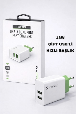 Soultech Powerage 18w Çift Usb-a Girişli Şarj Adaptörü