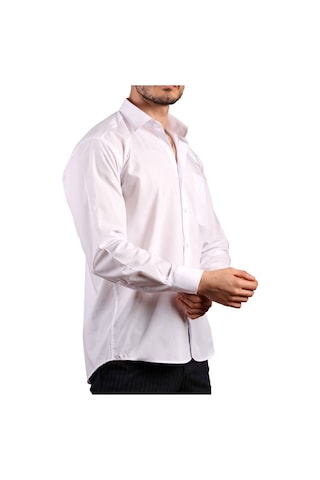 Dicotto Beyaz Büyük Beden Rahat Kesim Cepli Uzun Kol Regular Fit Erkek Gömlek - 150-1 001