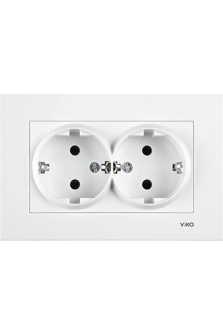 Viko Karre 90967056 Beyaz İkili Çerçeveli Topraklı Priz