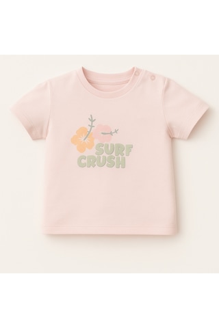 %100 Pamuklu Surf Crush T-shirt Pembe