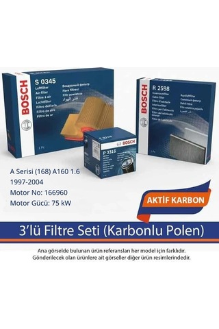 Netparset Mercedes A Serisi 168 A160 1.6 1997-2004 Bosch 3'lü Filtre Seti Karbonlu Polen -166960