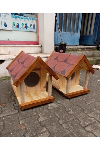 Reyo Narım Kedi Evi, Kedi Kulübesi, Kedi Barınağı, Özel Üretim 60x52x35 Cm Monteli Teslimat