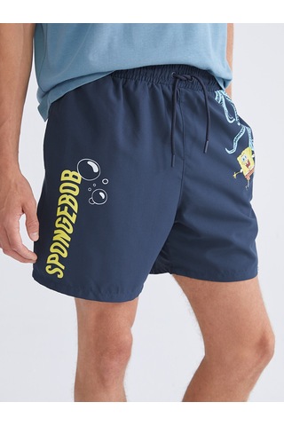 Lcw Swımwear Lacivert Kısa Boy Sünger Bob Baskılı Erkek Deniz Şortu