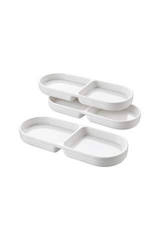 Lexroo 2 Bölmeli Porselen Çerezlik 3 Lü Set, 25,2 10 2,3 Cm Çok Renkli
