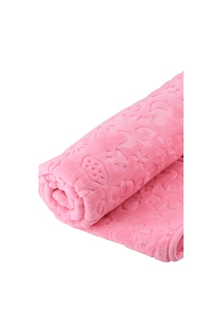 Yumuşak Kalın Pembe Bebek Battaniyesi, Kabartma Desenli Peluş Büyük Boy 100 x 120 CM Pembe