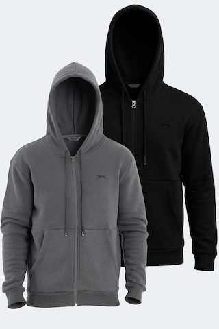 Slazenger Vonda 2 Li Set Erkek Sweatshırt Siyah - Koyu Gri