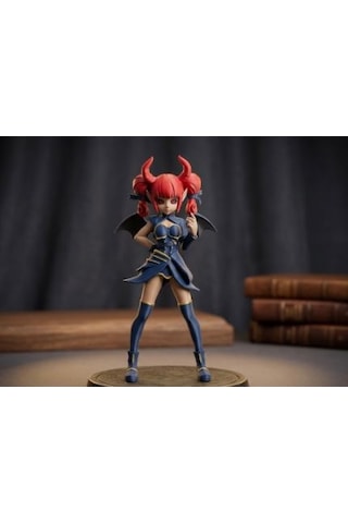 Anime Demon Girl Figürü - Canlı Kırmızı Saçlı Boynuzlu İblis Kız Oyuncu Hediyesi