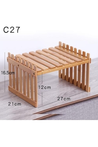 Ofis Masaüstü Depolama Rafı Bambu Çiçek Ekran Stand Bitki Rafları Dekoratif Depolama Rafı Çalışma Oturma Odası Ahşap