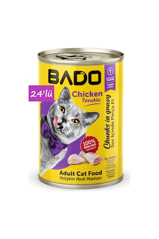 Bado Yetişkin Yaş Kedi Maması Tavuk Etli 400gr 24'lü