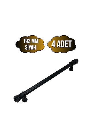 Nobel Akyaka Çizgili Siyah Metal Dolap Kulpu Mobilya Ve Mutfak Dolap Kulpu Siyah 192mm 4 Adet Siyah