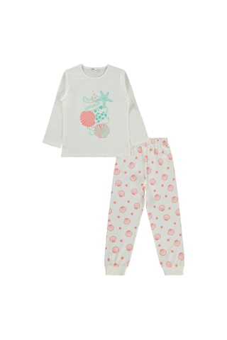 Deniz Kabuğu Desenli 6-9 Yaş Pijama Takımı - Beyaz 9-10 Yaş Beyaz