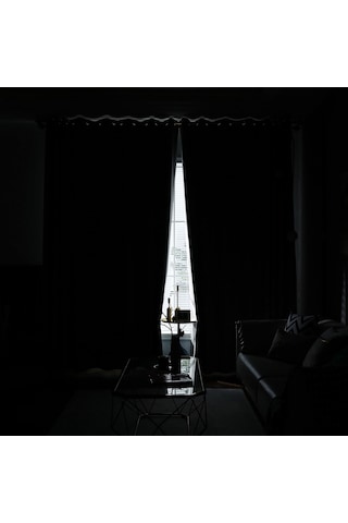 Hangfox İki Parça Polyester Işık Engel Perde: Isı Yalıtımı, Gürültü Azaltma, Özel Delikli, Ev Ve Ofis İçin Mavi/siyah/koyu Gri Diğer