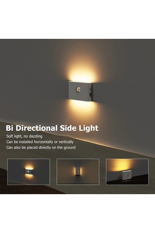 Hareket Sensörü Gece Işığı, C Şarj Çift Taraflı Manyetik Led Beyaz