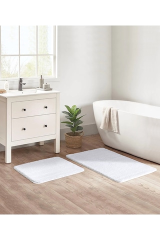 Koza Home Mino Kaydırmaz Taban Beyaz Banyo Paspası Beyaz