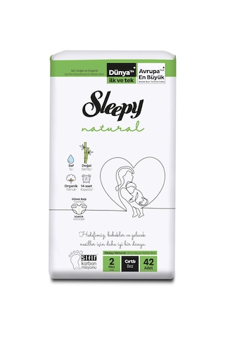 Sleepy Natural Bebek Bezi 2 Numara Mini Haftalık Paket 42 Adet
