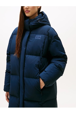 Tommy Hilfiger Kadın Marka Logolu Kapitone Dikişli Kapüşonlu Günlük Kullanıma Uygun Lacivert Mont Dw0dw21977 C1g